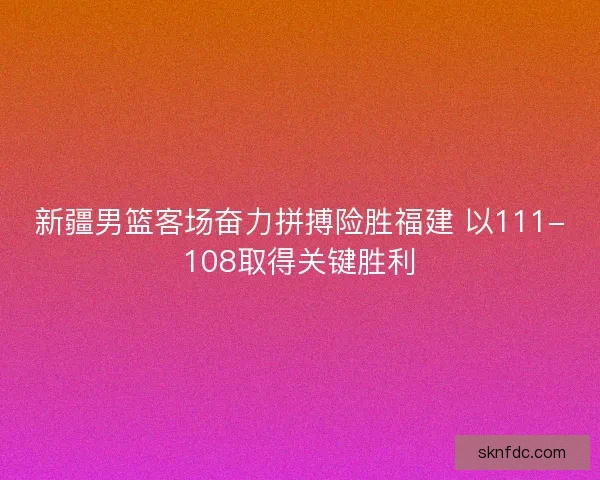 新疆男篮客场奋力拼搏险胜福建 以111-108取得关键胜利
