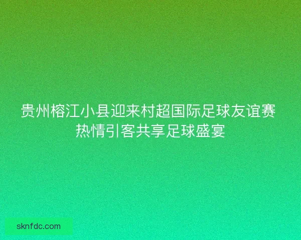 贵州榕江小县迎来村超国际足球友谊赛 热情引客共享足球盛宴