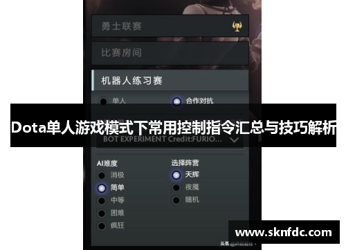 Dota单人游戏模式下常用控制指令汇总与技巧解析